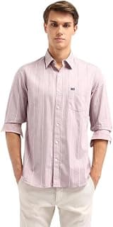 Arrow Sport Men Slim fit Cotton Striped Long Sleeves Semi-Cutaway Collar Shirt
