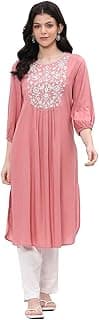 BIBA Women Rayon Straight Solid Kurta