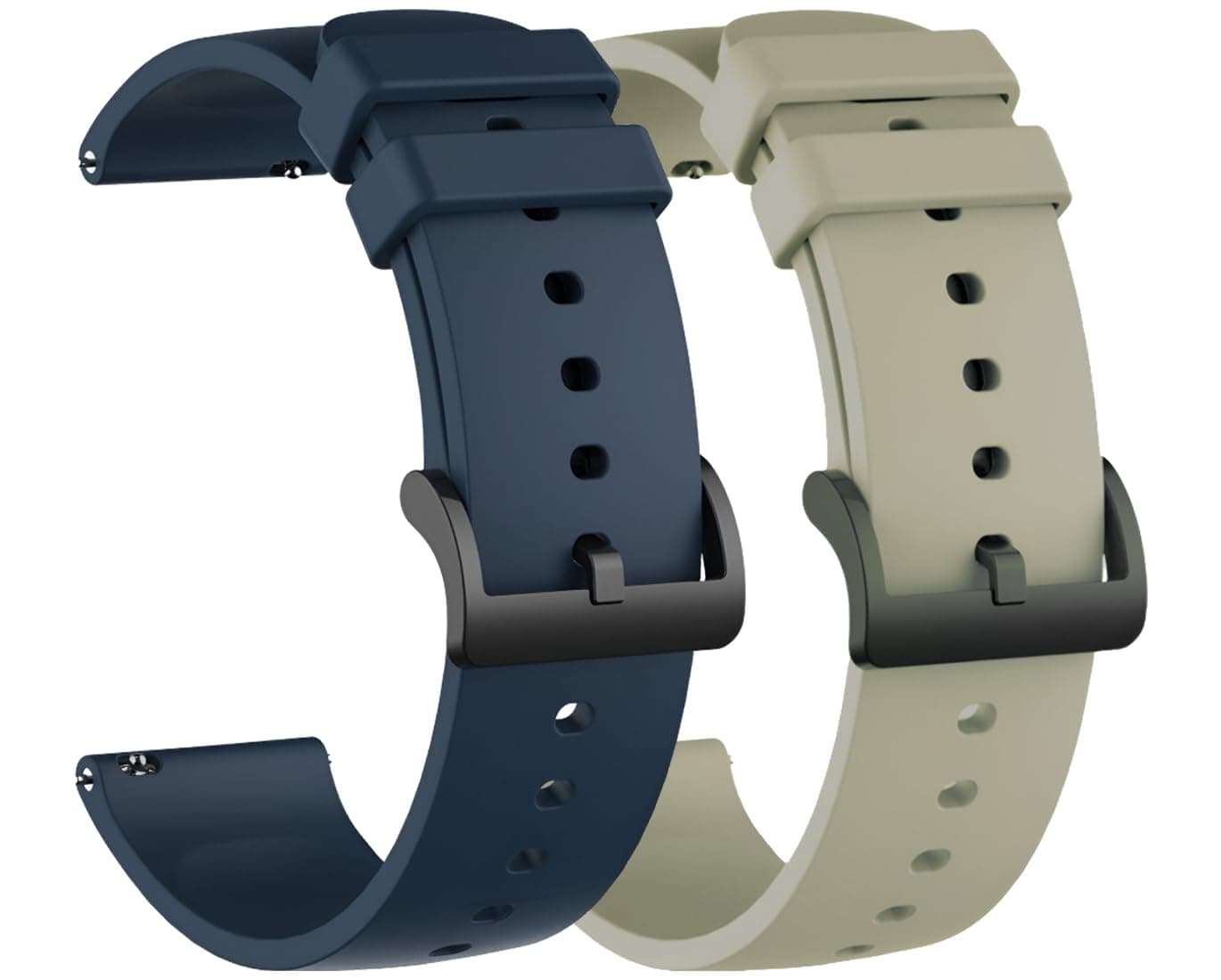 Estrenar 19mm Watch Strap Band Soft Silicone Replacement Wristband with Metal Buckle Straps Belt Compatible with Noise ColorFit Pulse, Beat, Pro 2/Oxy & Boat Strom Smartwatch (19MM) Navy & Grey