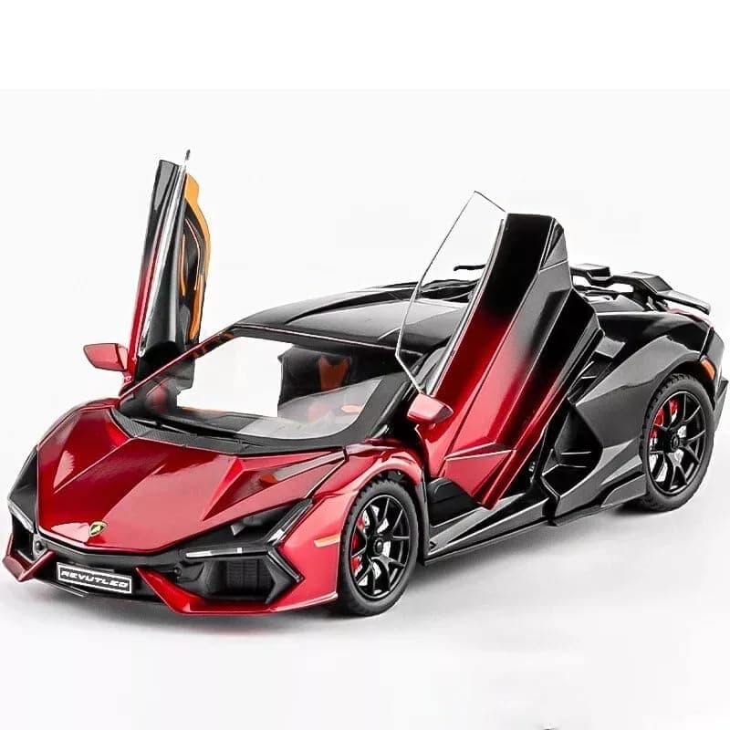 MANAKI ENTERPRISE Scale 1:24 Lamborghini Revuelto - Red Alloy Diecast Pullback Metal Car Toy with Sound Light & Opening Doors - Best Gift Toy for Kids