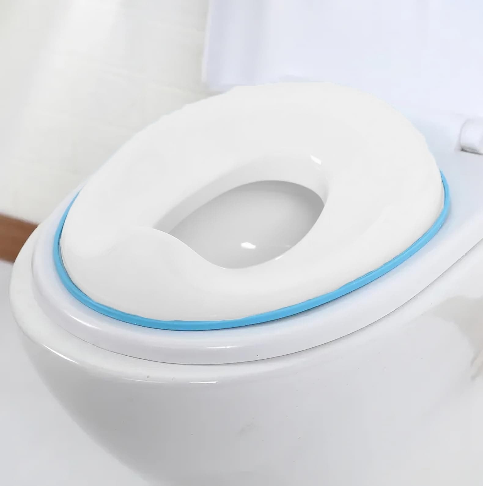 BabySafeHouse Potty Training Toilet Seat Cover with Storage Hook, Fits Round & Oval Toilets, Easy Fit Anti Slip for Toddler (0-5 years), Lightweight & Portable for Travel (Blue Color)