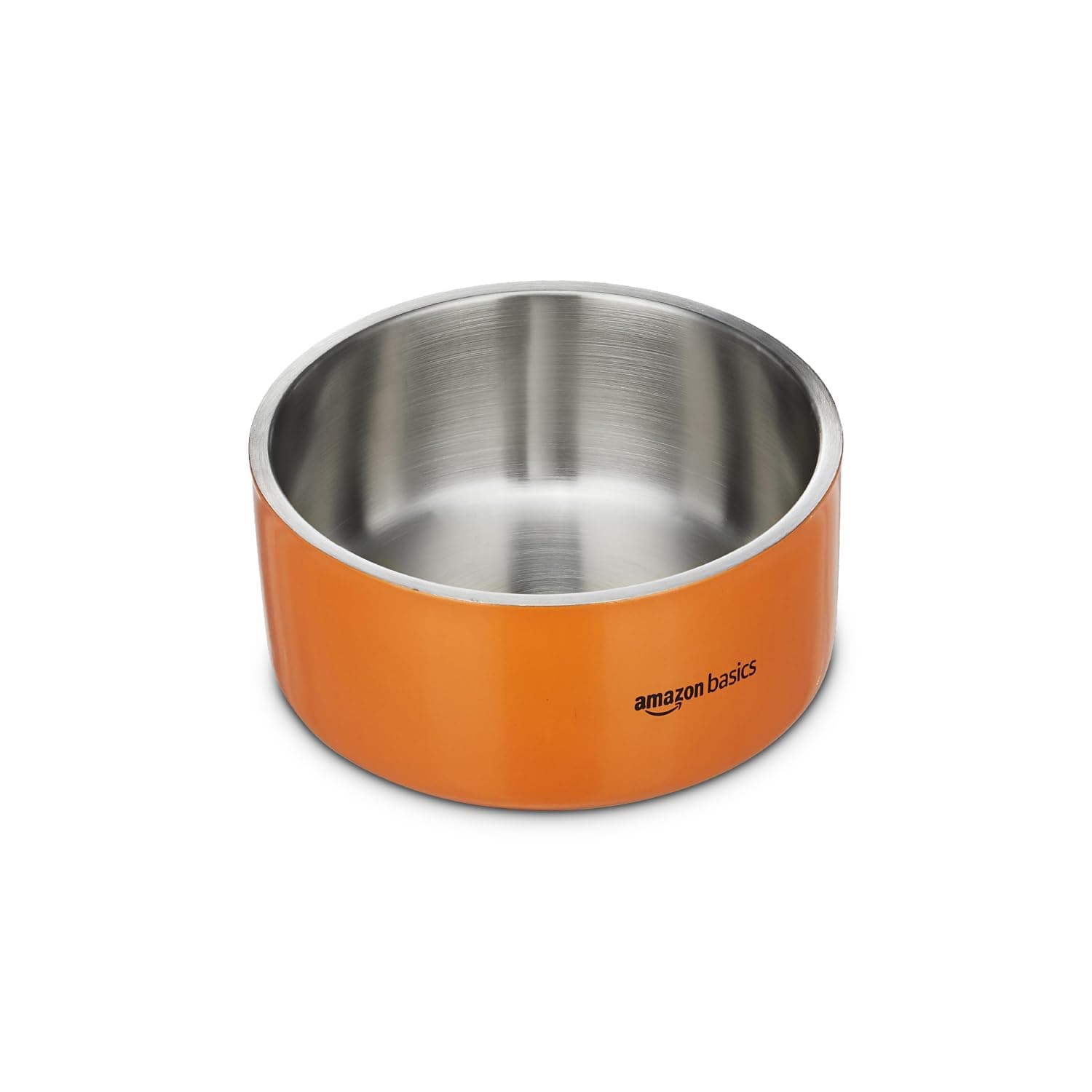 Amazon Basics Quintessential Double-Walled Stainless Steel Premium Pet Bowl | 1900 Ml | Large | for Dogs, Cats, and Pets | Orange