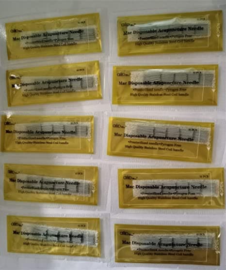 ACS Acupressure Sujok Needle Body Acupuncture Treatment Needle Handheld Massager 10Stip, 500Needle Box, Silver