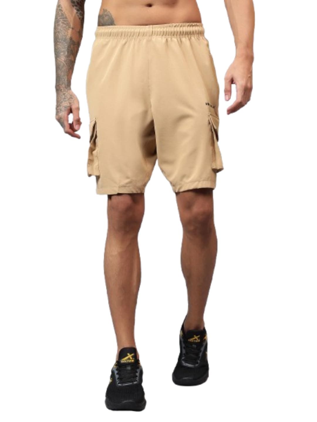Vector X Regular Fit Solid Cargo Sports Shorts for Men| Stylish & Comfortable| Casual, Hiking, Running & Outdoor Shorts Both Side Zipper Cargo Pockets