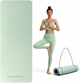 HealthSense Yoga Mat for Women & Men | Exercise Gym Mat for Home Workout with Carry Rope, Anti-Slip Design, Dual Color