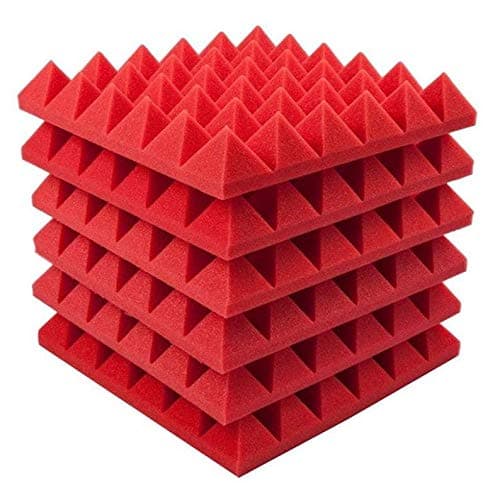 YGM Acoustic Foams® (Set of 36) Pyramid Soundproofing Acoustic Foam 1x1 ft, 2" | 50 Kg/m³ Density (Red)