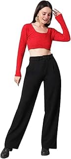 KOTTY Women's High Waist Pleated Wide Leg Trousers