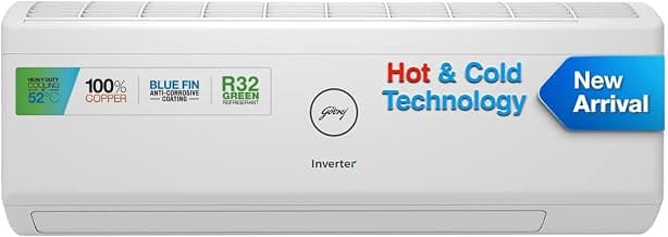 Godrej 1.5 Ton 3 Star, Hot & Cold, 5 Years Comprehensive Warranty, Inverter Split AC (Copper, Anti-Freeze Thermostat, Twin-Rotary Compressor, AC 1.5T SIH 18ITC3-WWR, White)