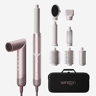 WINSTON Flexy 8 in 1 Hair Multi Styler with Auto-Wrap Curler | 1400W High-Speed Ionic Hot Air Brush & Dryer | Straightens, Curls, Volumizes & Smooths | Anti-Frizz Styling Tool for Women | Travel Case Included