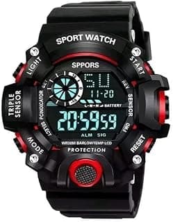 Brajin Military Watches for Men Sport Work Digital Wrist Watch for Men's - Women | Boy's - Girl's (Black-Red)