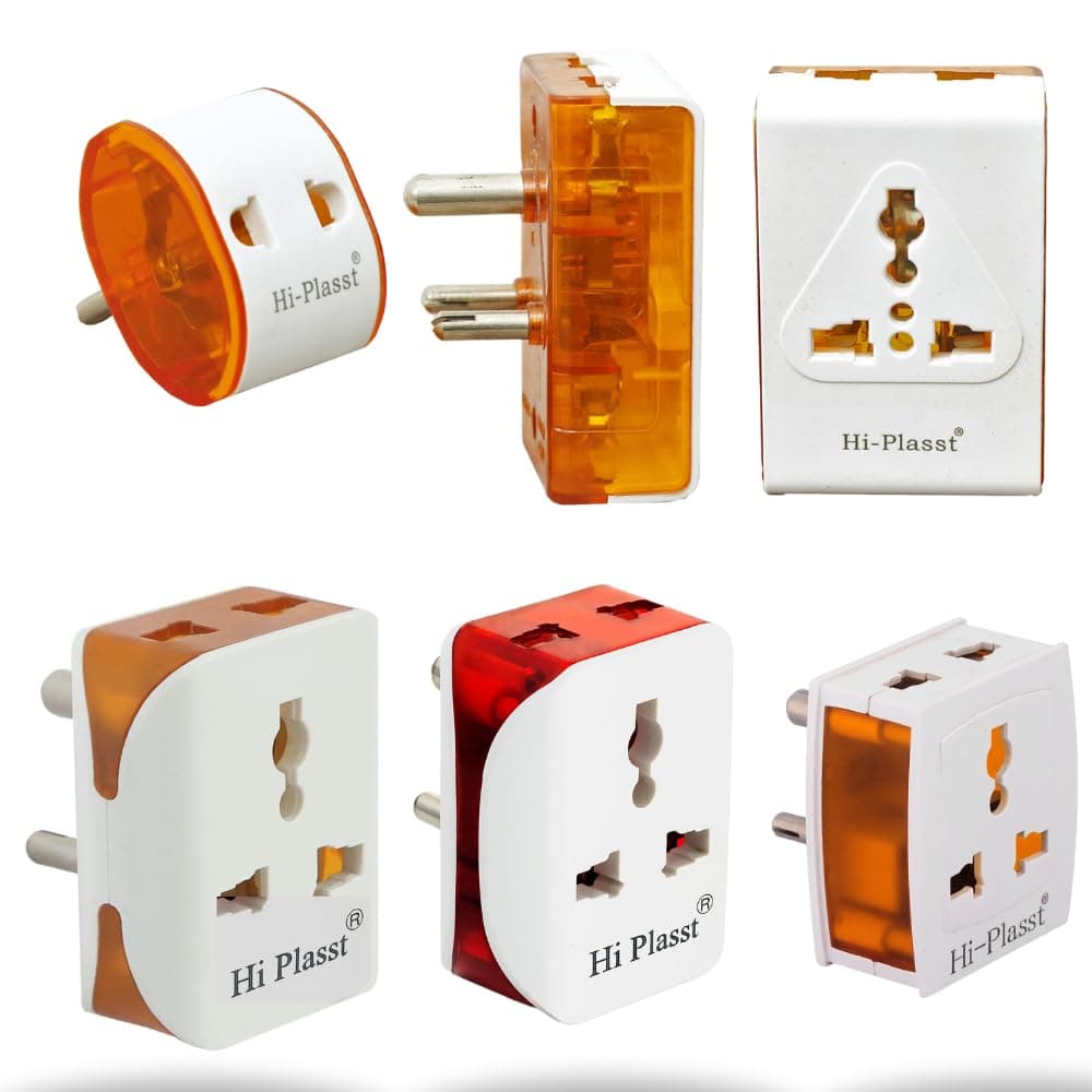 Hi-Plasst 4+1 Multiplug Combo – 4x 3-Pin Multiplug (Type D) + 1x 2-Pin Multi Socket – Universal Travel Power Extension for Indian Plugs, US to India Plug Adapter, Electric Board, Home, Office & Travel