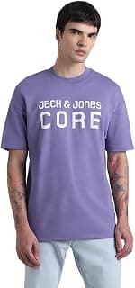 JACK & JONES Jack&Jones Men's Cotton Logo Print Oversized Fit T-Shirt