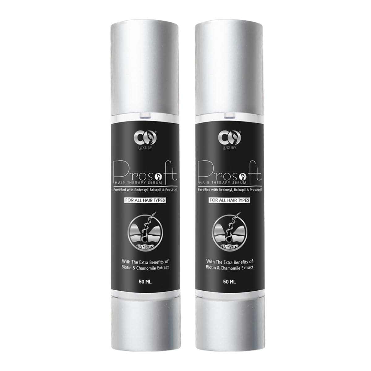 CO LUXURY Prosoft Hair Serum 50 ml | Hair Regrowth Serum | Fortified with Redensyl, Baicapil & Procapil | Hair Fall Control | Scalp Nutrition (Pack of 2)