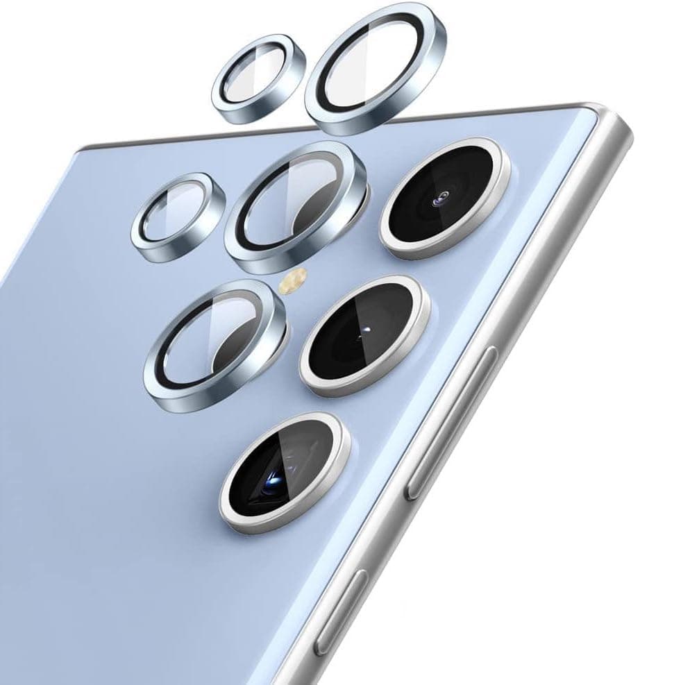 Amazon Brand - Solimo Camera Glass Lens Protector Ring for Samsung Galaxy S25 Ultra Case Friendly with Edge to Edge Coverage and Easy Installation (Blue)