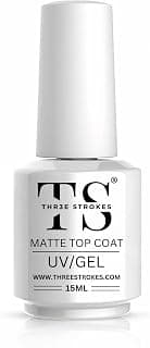 THR3E STROKES Matte Gel Top Coat, 15ml, No-Wipe Chrome Powder-Resistant Polish, Long Lasting