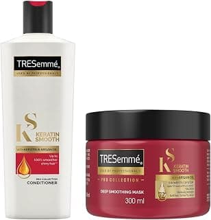 TRESemme Keratin Mask, 300 ml & TRESemme Keratin Smooth Conditioner 190 ml, With Keratin & Argan Oil for Straight, Shiny Hair - Nourishes Dry Hair & Controls Frizz