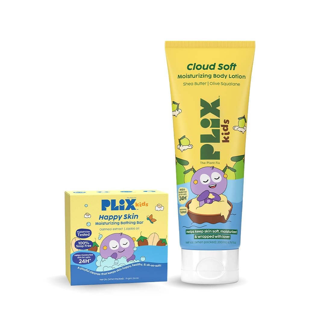 PLIX - THE PLANT FIX Kids™ Cloud Soft Body Lotion & Happy Skin Moisturizing Bathing Bar | Gentle Cleansing | Deep Hydration & Nourishment | Pediatrician Approved | For Kids 2-6 Years