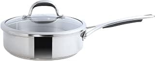 Meyer Select Stainless Steel Sautepan | Fry pan with Lid | Saute pan with Triply Base | Gas and Induction Suitable, 2.8 Liters/24cm (Induction & Gas Compatible)