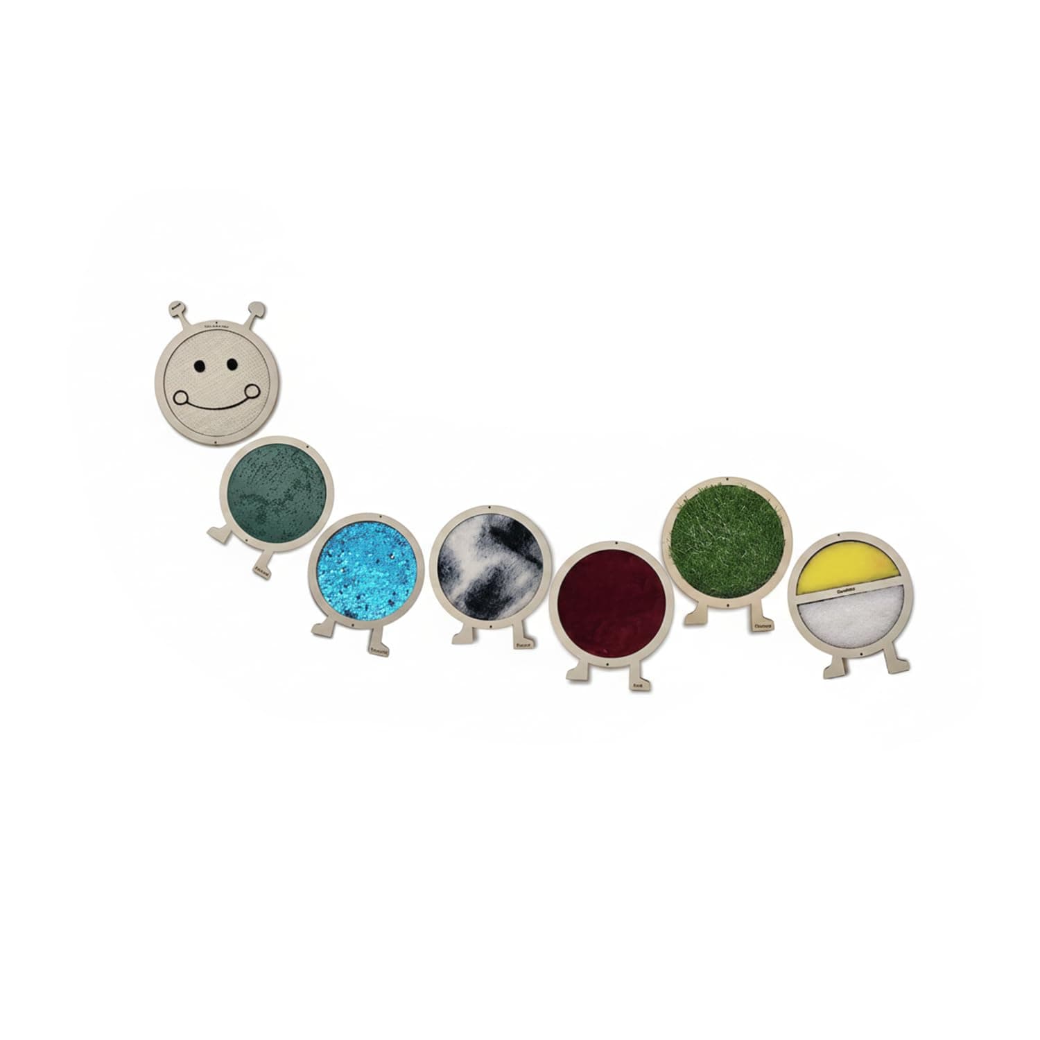The Funny Mind Caterpillar Woolly Sensory Wall for Kids and Toddlers with 7 Different Fabrics and Material (Rough, Prickly, Sparkly, Furry, Softy, Grassy, and Squishy) - 72 Inch
