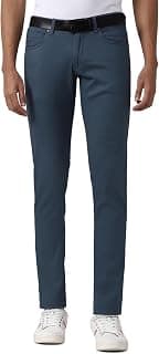 Peter England Men's Mid Rise Skinny Fit Stretchable Everyday Casual Trouser | Scoop Pocket Premium Twill Chinos | Flat Front