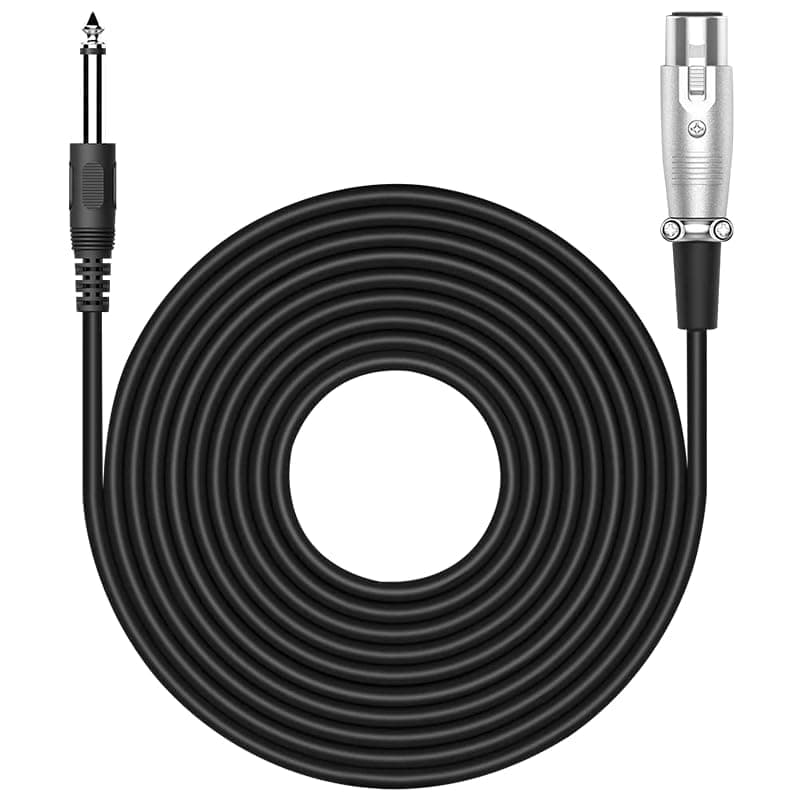 Audio Array XLR Cable | 6.35mm Jack Male to XLR 3PIN Female Cord Wire | XLR Cable For Mic/Guitar | Black, 1pc Pack (6 Meter/19.6 Feet) | AC-6XL