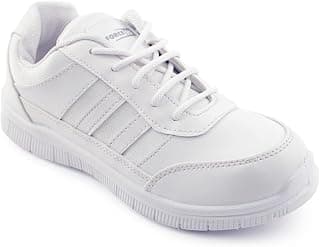 Liberty Force10 Black & White Lacing School Shoes for Boys with PVC Upper & PVC Sole | Padded Foam Insole | Quick-Wear Elastic Laces | Comfortable Footbed | Stylish, Modern Design