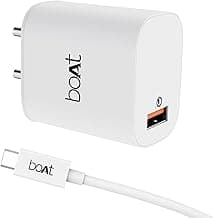 Boat 18W QC 3.0 with Fast Charge, Smart IC Protection, Auto Detection for Samsung, Xiaomi & Android Users with Type C to Type C Cable,White
