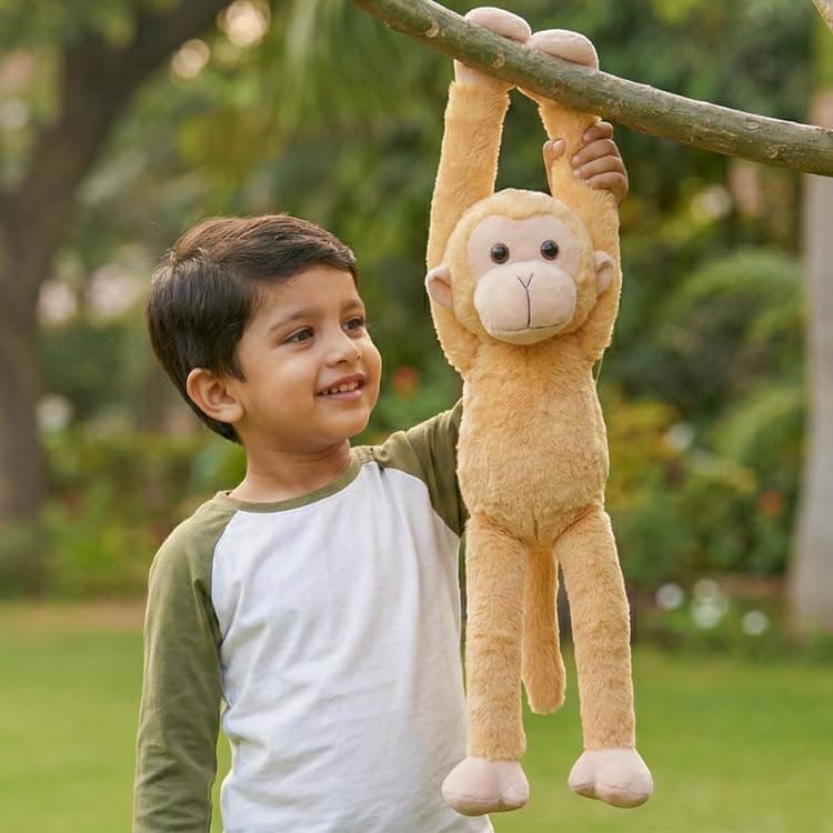 Mirada Adorable Brown Hanging Monkey Soft Plush Toy – Long Arm Stuffed Animal for Kids | Cute Jungle Theme Gift for Boys & Girls | 40cm