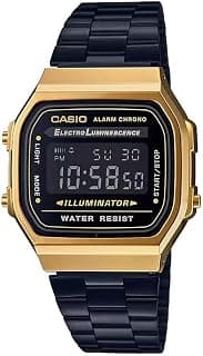Casio Unisex Vintage A168WEGB-1BDF Black Digital Dial Black Stainless Steel Band D148