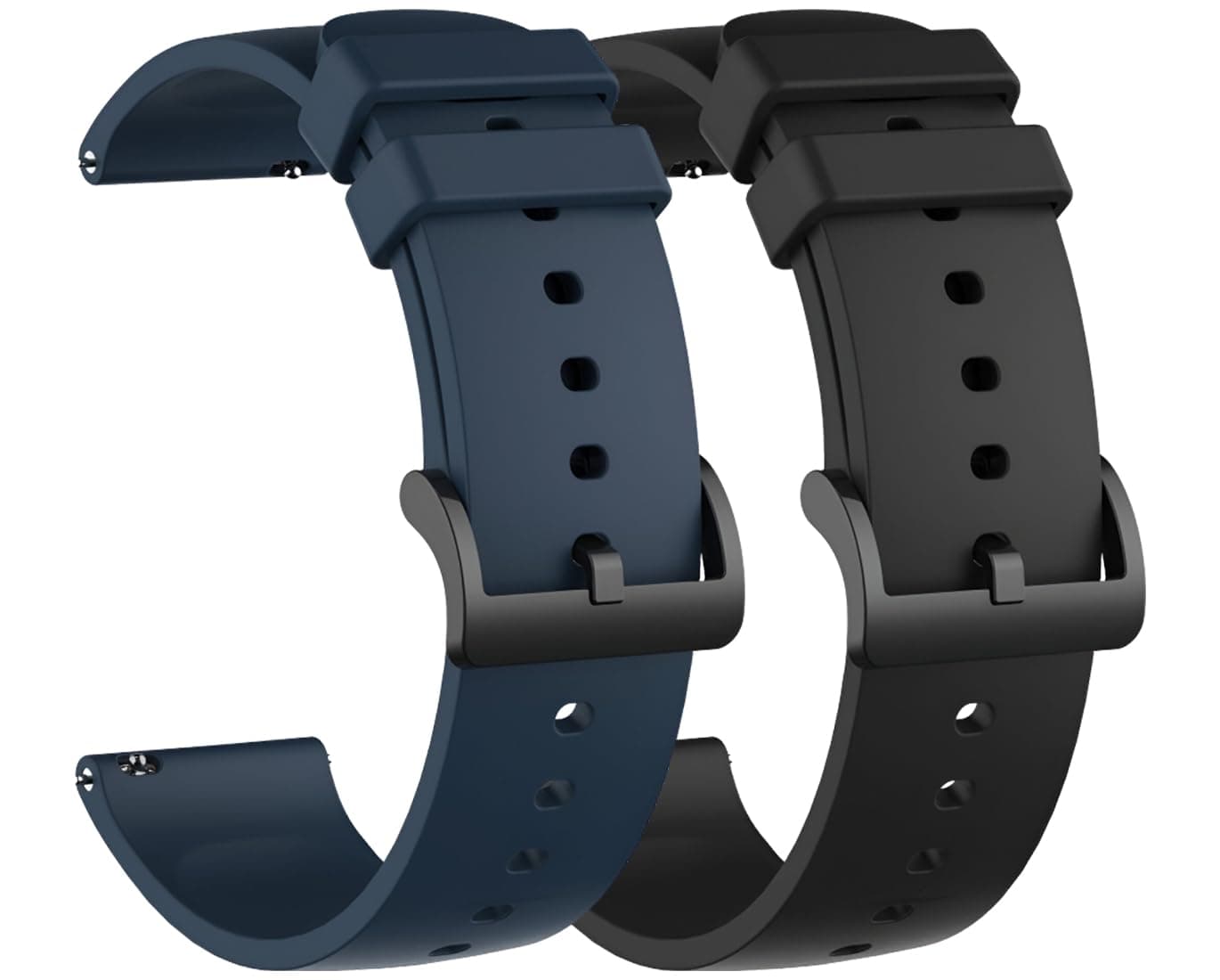 22mm Smart Watch Strap with Metal Buckle for Noise Colorfit Pulse 2 Max/Huawei GT2 46mm/Honor Magic Watch 2 46mm/Buzz/Boat Flash/Xtend/Xtend Pro & with All 22mm Lug Watch-Black, Navy (Pack of 2)