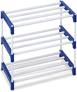 Ebee 6 Pairs Plastic Shoe Rack (Blue, 3 Shelves)