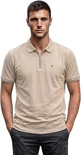 Louis Philippe Men’s Slim Fit Zipper Polo T-Shirt in 100% Cotton Pique Fabric for Casual Wear