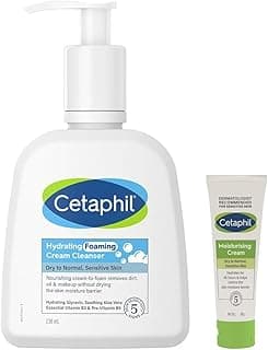 Cetaphil Hydrating foaming Face Wash, Cream to Foam Cleanser 236ml | Niacinamide, Pro-Vitamin B5 & and Aloe for Gentle Cleansing Moisturising Cream for Face & Body, Dry to Normal skin, 80 gm
