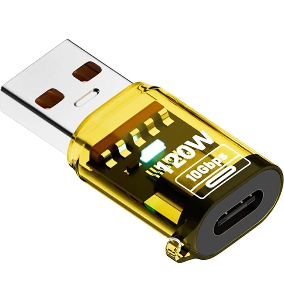 Tobo USB 3.2 Type C Female to USB Male OTG Adapter PD120W Fast Charging OTG Type C Adapter, 10Gbps High-Speed Data Transfer for Phone 16/16 Pro/16 Pro Max/15 Series, Pad Air (Yellow, USB Type A)