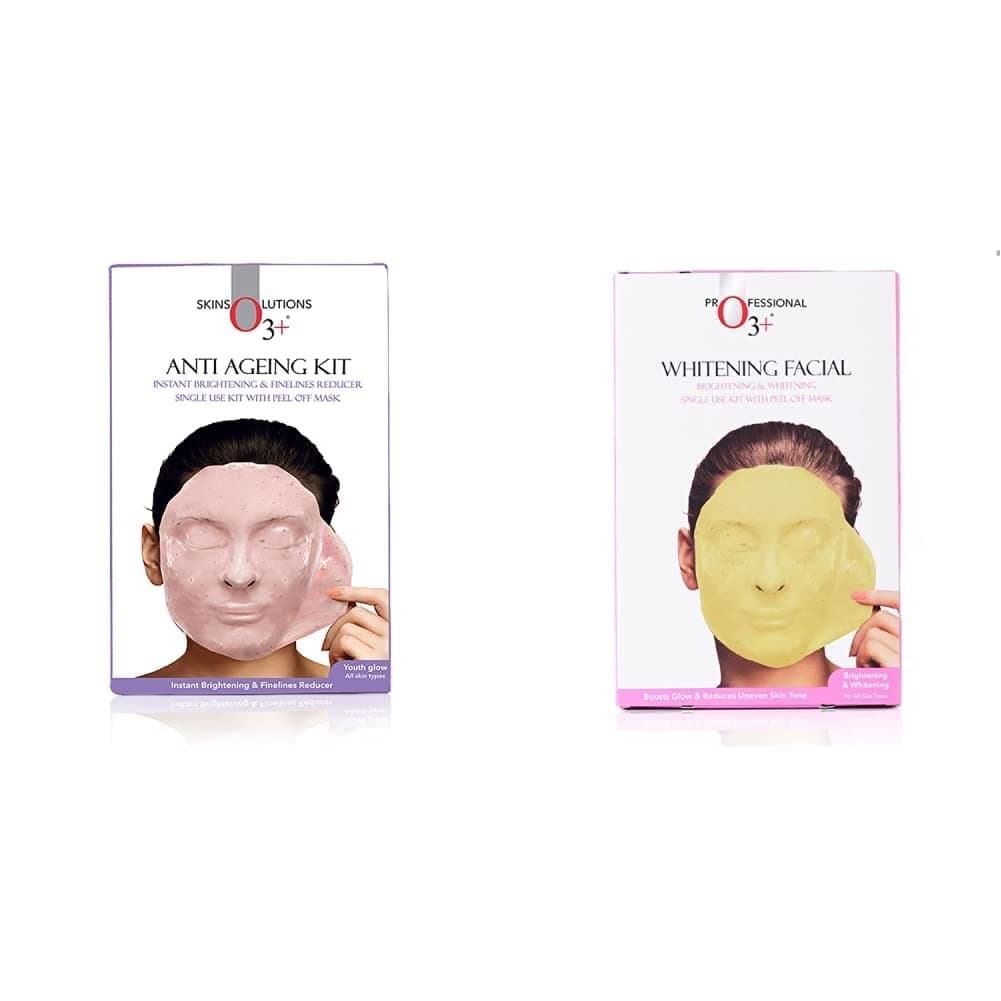 O3+ Anti Ageing Facial kit Brightening & Finelines Reducer With Peel off Mask 45gm + O3+ Whitening Facial Kit With Brightening & Whitening Peel Off Power Mask (45gm)