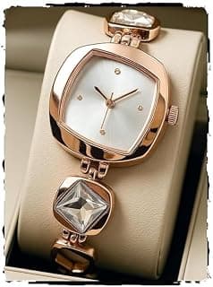 EVRGLOW Luxury Dial in Square case with Stone Studded brecelet Strap Quartz Analogue Wrist Watches for Women's & Girls&Miss&Ladies | DRW- 027