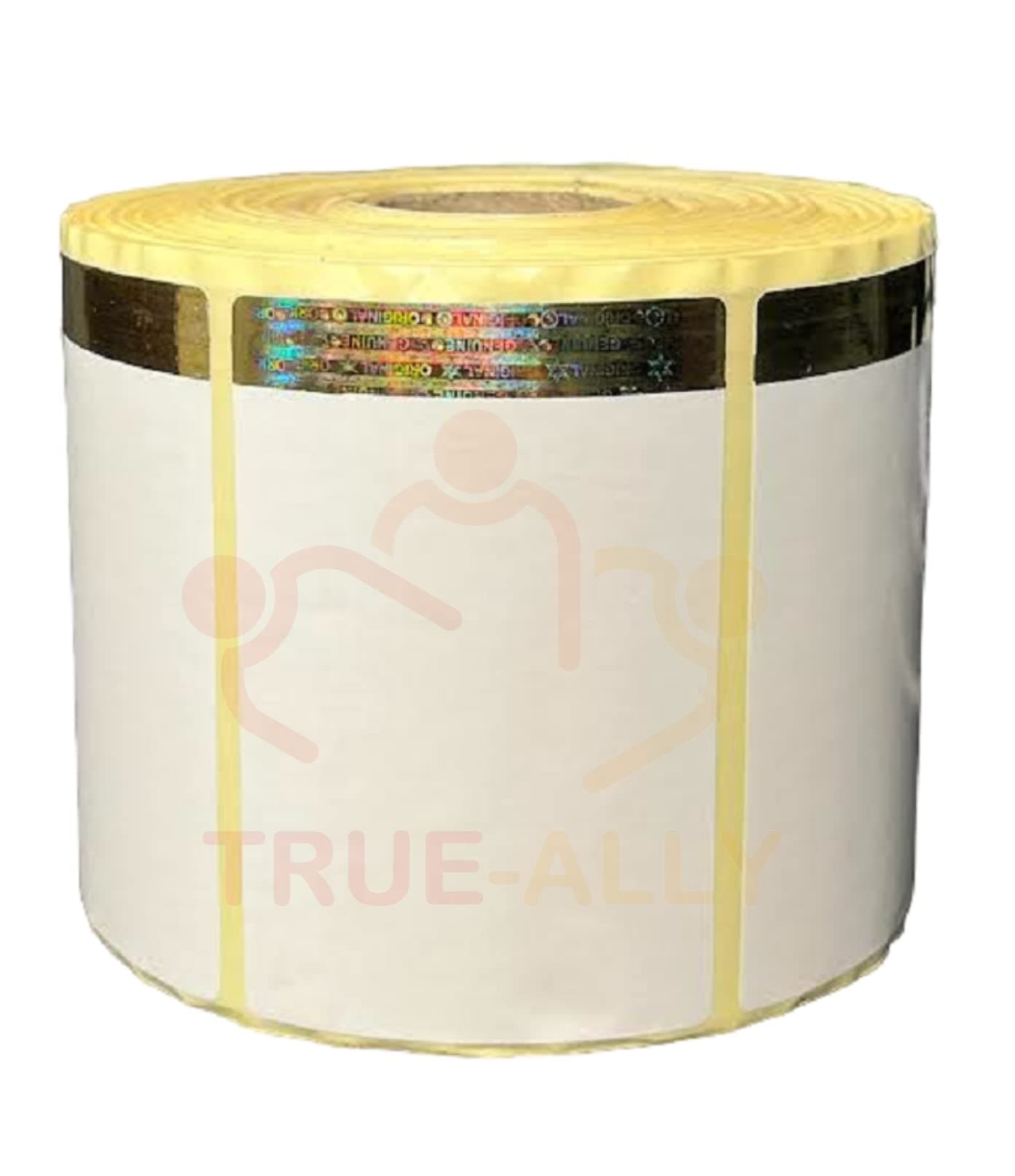 True-Ally 60x30 Holographic Chromo Barcode Label - 2.35 x 1.2 inch -60mm x 30mm - 1 Ups - 1000 Labels/Roll - Genuine Original Gold/Silver Hologram Barcode Sticker (1)
