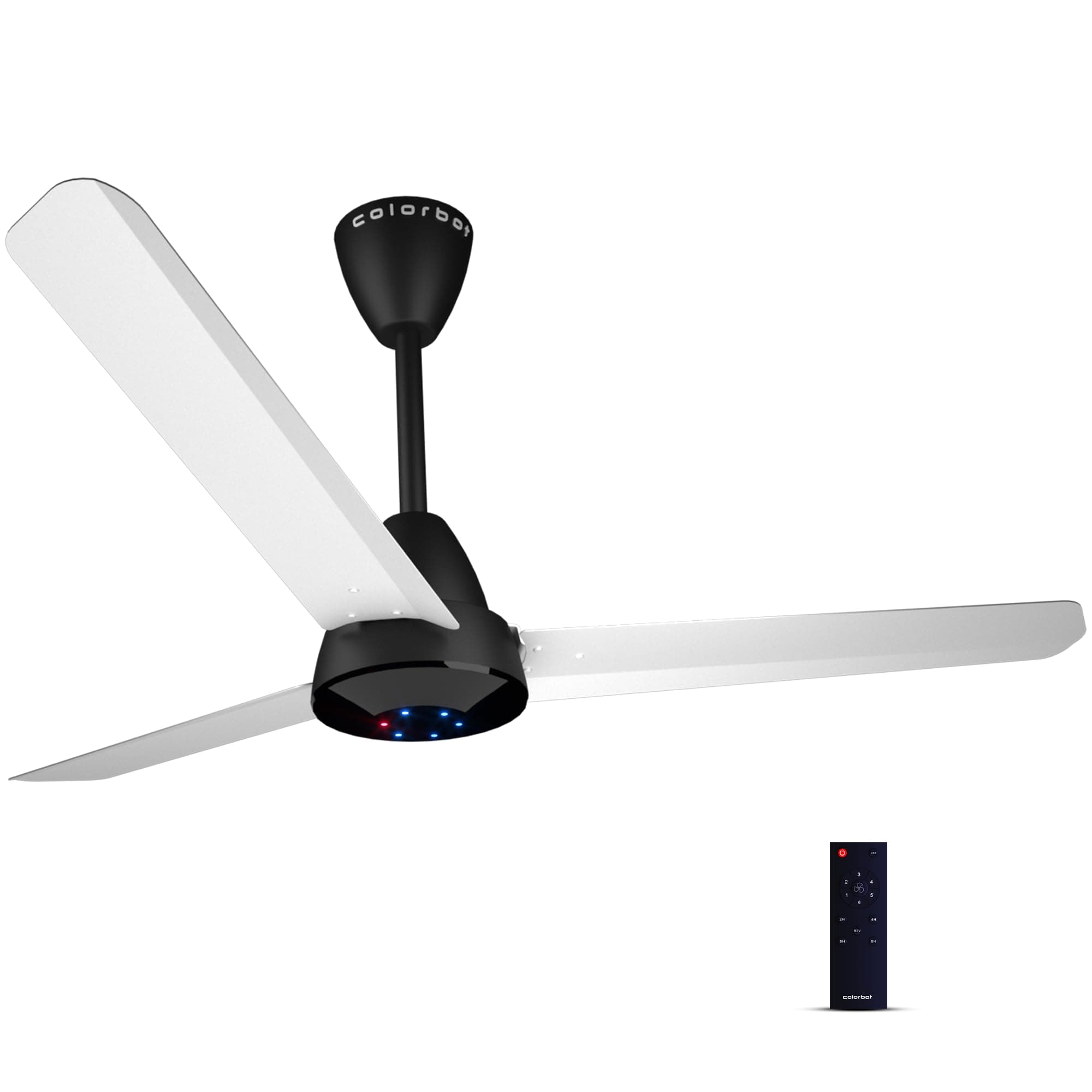 Colorbot Helix BLDC Ceiling Fans 1200mm | BEE 5 Star Rated Power Saver | AeroQuiet+ Technology | 370 RPM | Remote Control (Boost, Timer, LED, Reverse Mode) | 4 Years Warranty (Noir White)