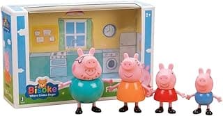 Peppa Pig Family Toys Set of 4 - George, Mummy Pig, Daddy Pig & Grandparents | Movable Cartoon Figures Dollhouse & Car Play Set | Kids Toy for Boys & Girls 2+ Years | Birthday Return Gift