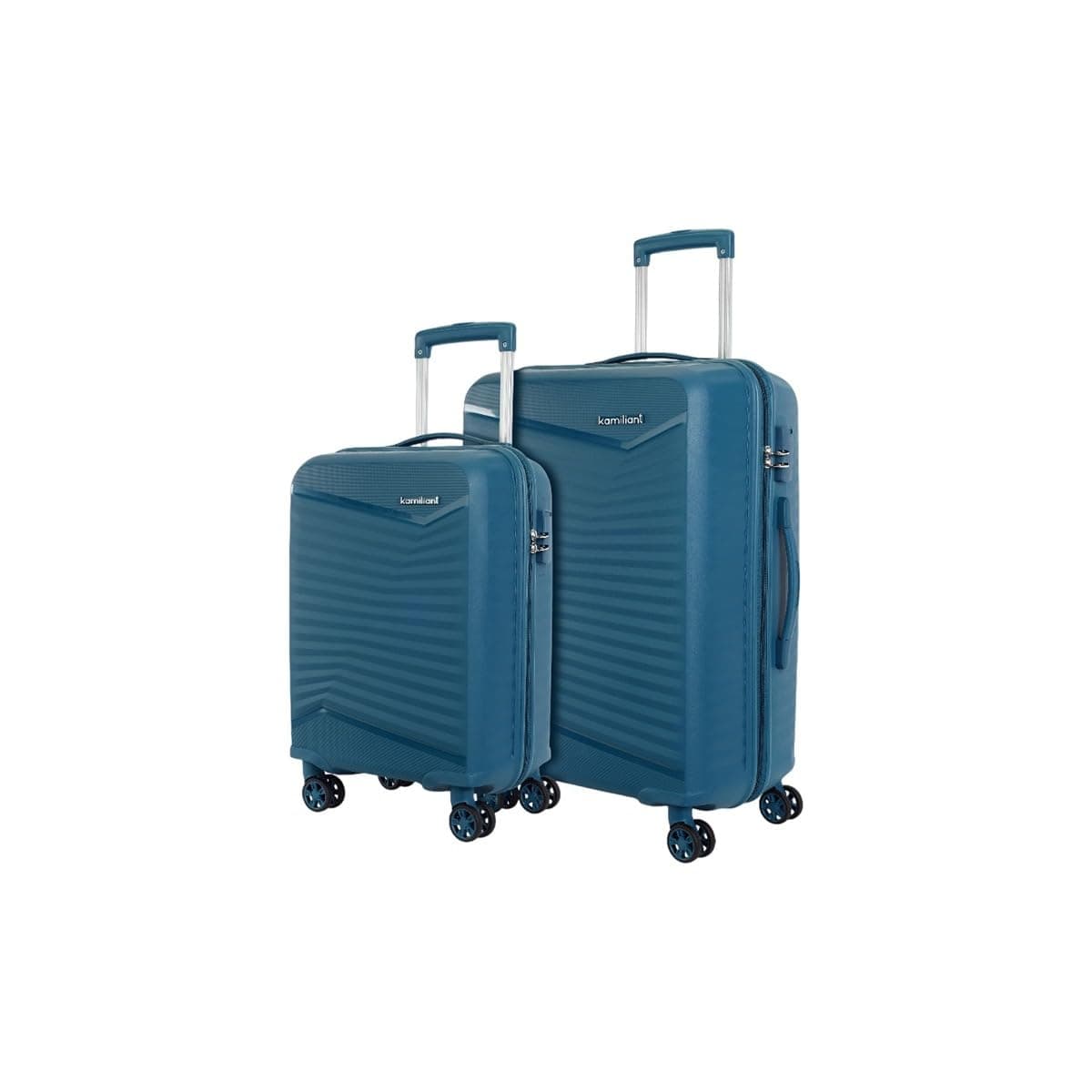 Kamiliant by American Tourister Rock-Lite 66L Hard Sided Trolley Bag for Men & Women with 3 Digit Combination Lock, Set of 2pc (Small & Medium) - Deep Ocean