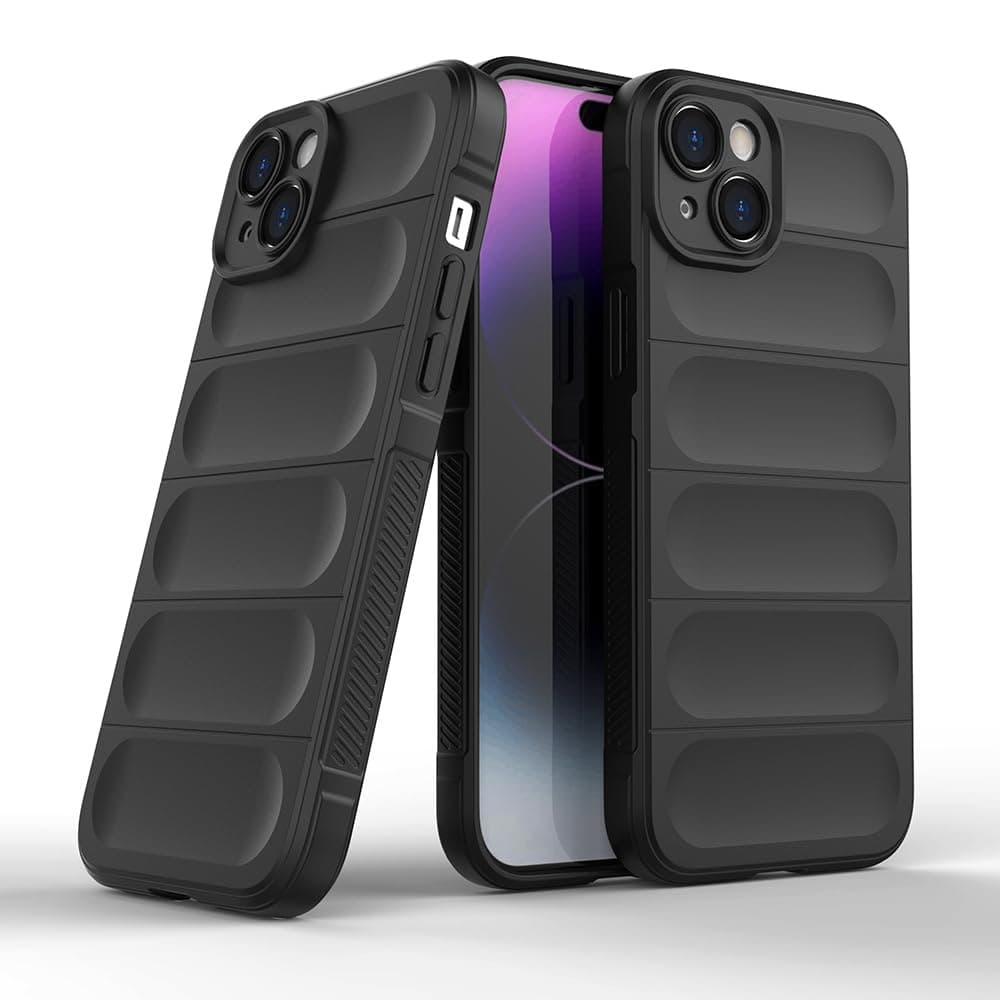 Amazon Brand - Solimo Mobile Cover for Apple iPhone 15 Plus | Full Camera Protection | Liquid Silicon Case | Flexible Bumper Case for Apple iPhone 15 Plus (Black)