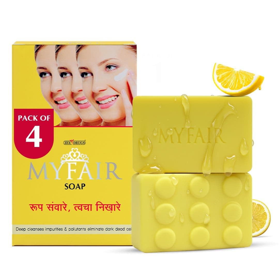 MYFAIR Fairness Soap | Deep Cleansing & Brightening | Removes Dark Dead Cells | Hydrating with Aloe Vera & Vitamin C | Antioxidant 75g – Pack of 04