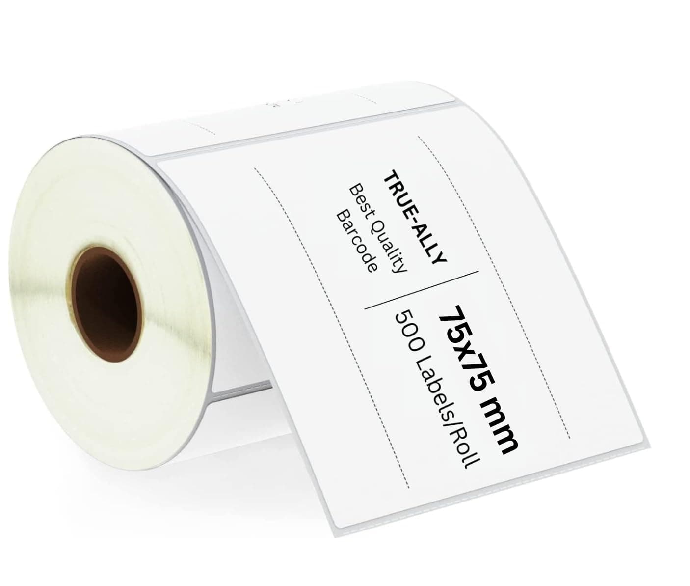 True-Ally 75x75 Direct Thermal (DT) Square Barcode Label Sticker - 3 x 3 inch -75mm x 75mm - 500 Labels/Roll - White Self Adhesive for Printing Barcoding Labels (2)