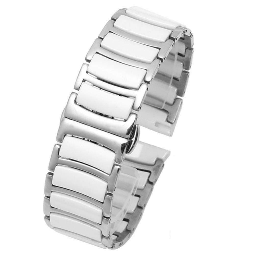 OBOE 22mm Universal Ceramic Smart Watch Band Butterfly Buckle Strap for Samsung Gear S3 Classic/Frontier/Amazfit GTR 47mm / Fossil Gen 4 Explorist/Honor Magic Watch/Huawei Watch GT2 46mm (White)