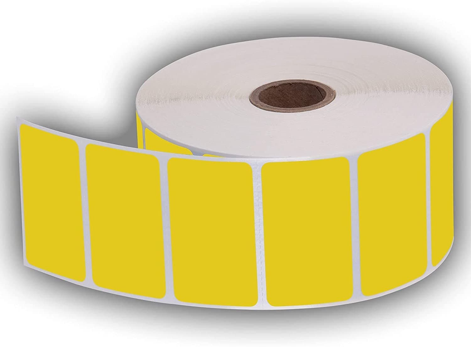 BlackDreams® 50x25mm(2x1 inch) Barcode Label Chromo Inside Winding 1 ups 1750 Labels/Roll for Desktop Printer TSC, Zebra, Citzen, WEP, Datamax, Thosiba, Sato, Godex etc (Yellow, 2 Rolls)