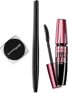 Maybelline New York Lasting Drama Gel Eyeliner ,Blackest Black, 2.5g And New York Hypercurl Mascara Waterproof, Black, 9.2ml Matte Finish