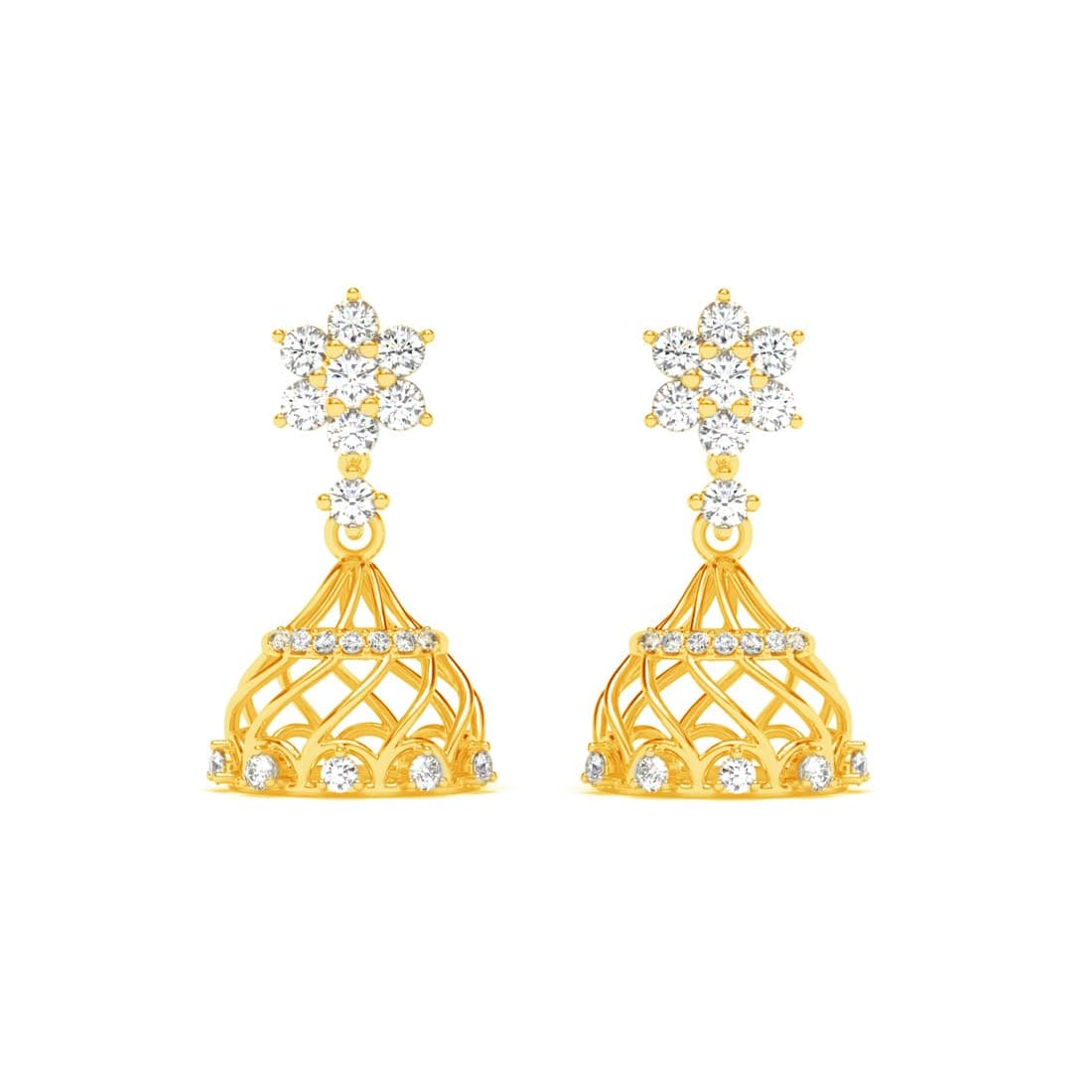 CLARA 925 Sterling Silver Xiti Jhumki Earrings Gift for Women & Girls | Swiss Zirconia | Gold Plated | Ethnic Design
