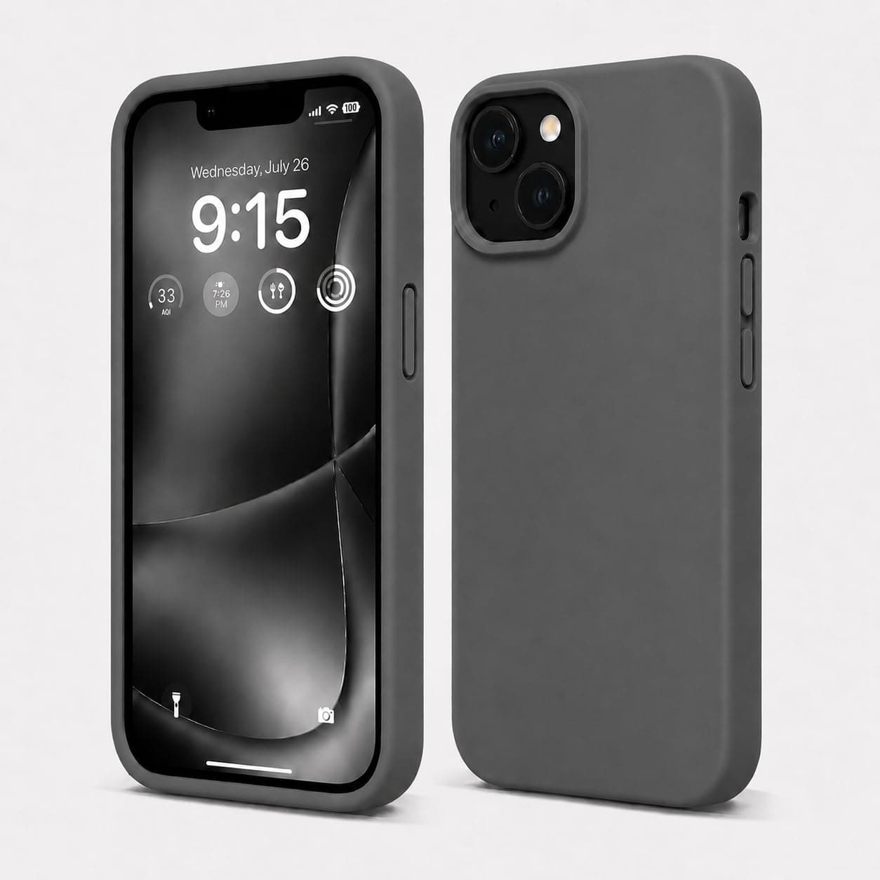 SUKOVIA Liquid Silicone Back Cover Case for iPhone 14 | Soft Microfibre Lining Inside | Full Body Protection with Shockproof & Anti-Scratch Resistance | Grey