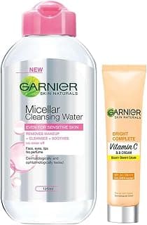 Garnier Skin Naturals, Micellar Cleansing Water, 125ml & Garnier Bright Complete Vitamin C BB Cream 18g