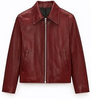 EXOTIX Burgundy Leather Crop Jacket for Men | Collared Zip-Up Classic Style | Crop Fit Racing Sports Bomber Jacket for Casual Wear